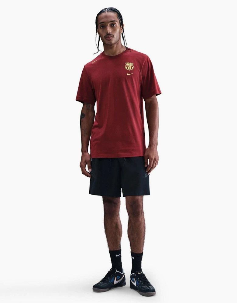 FC Barcelona Printed Logo Crew Neck Short Sleeve Jersey T-Shirt