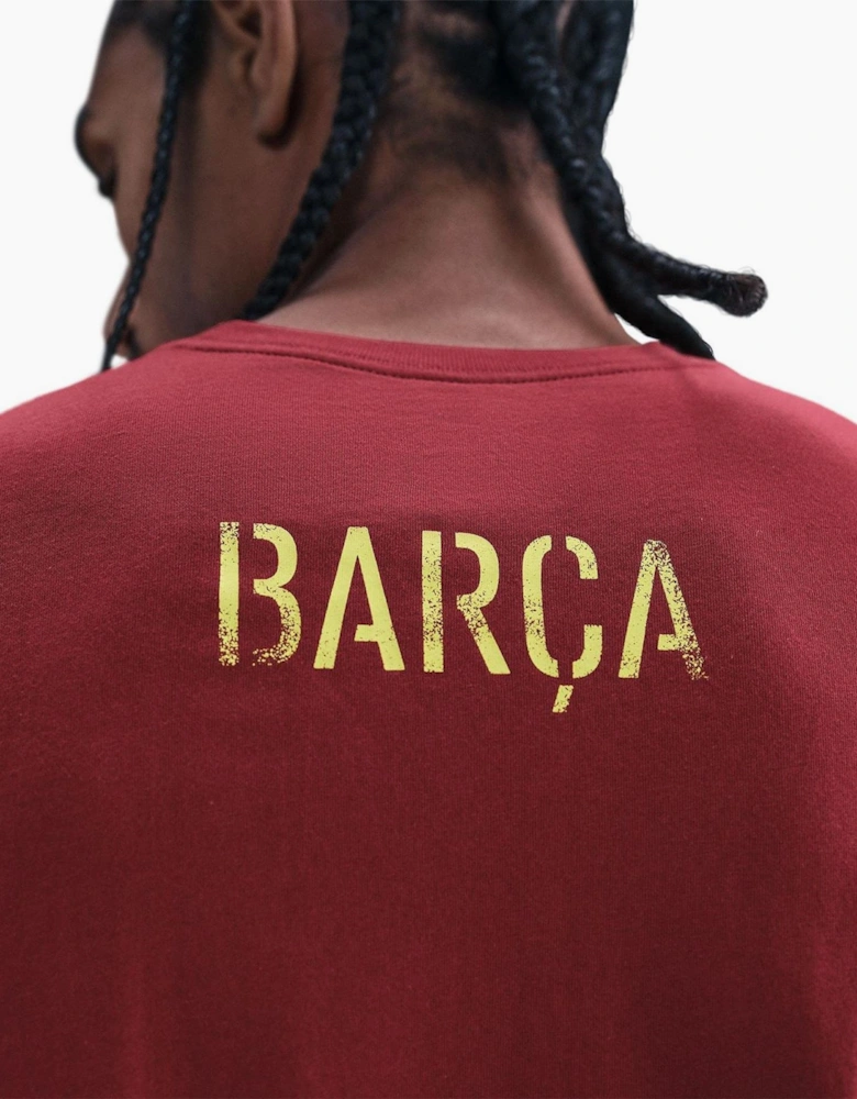 FC Barcelona Printed Logo Crew Neck Short Sleeve Jersey T-Shirt
