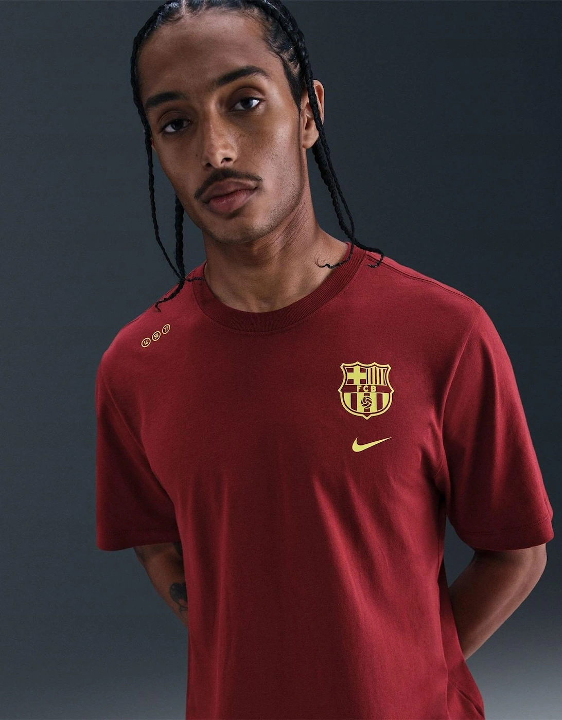 FC Barcelona Printed Logo Crew Neck Short Sleeve Jersey T-Shirt