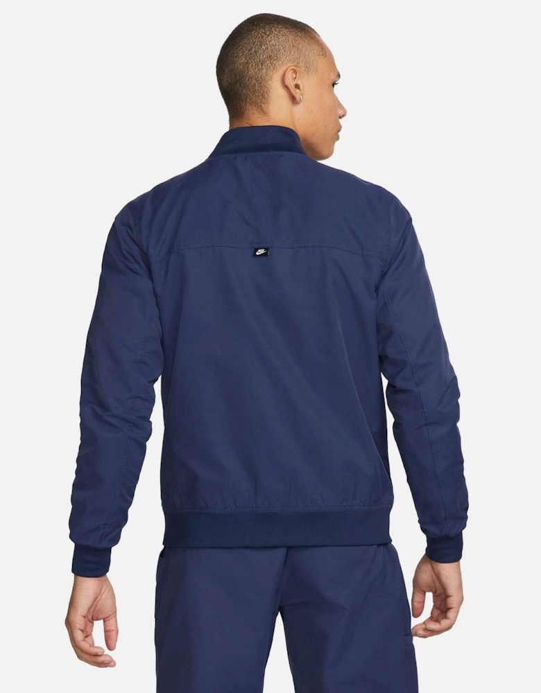 Solid Patterned Slant Pocket Ribbed Cuff Bomber Jacket