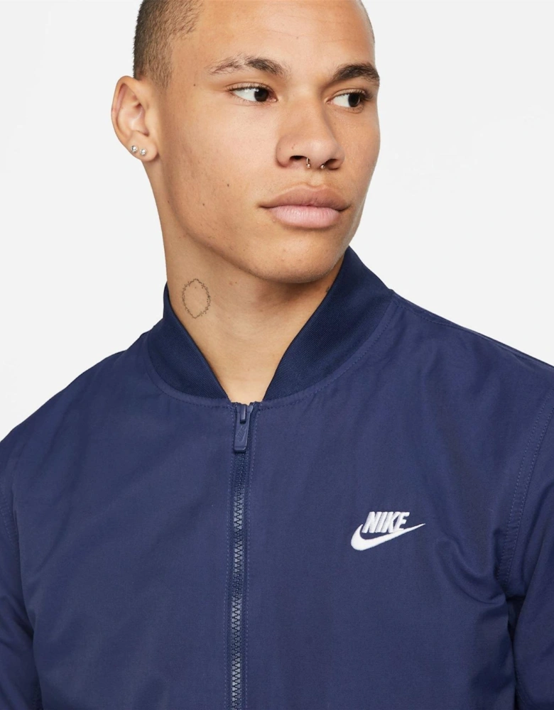 Solid Patterned Slant Pocket Ribbed Cuff Bomber Jacket