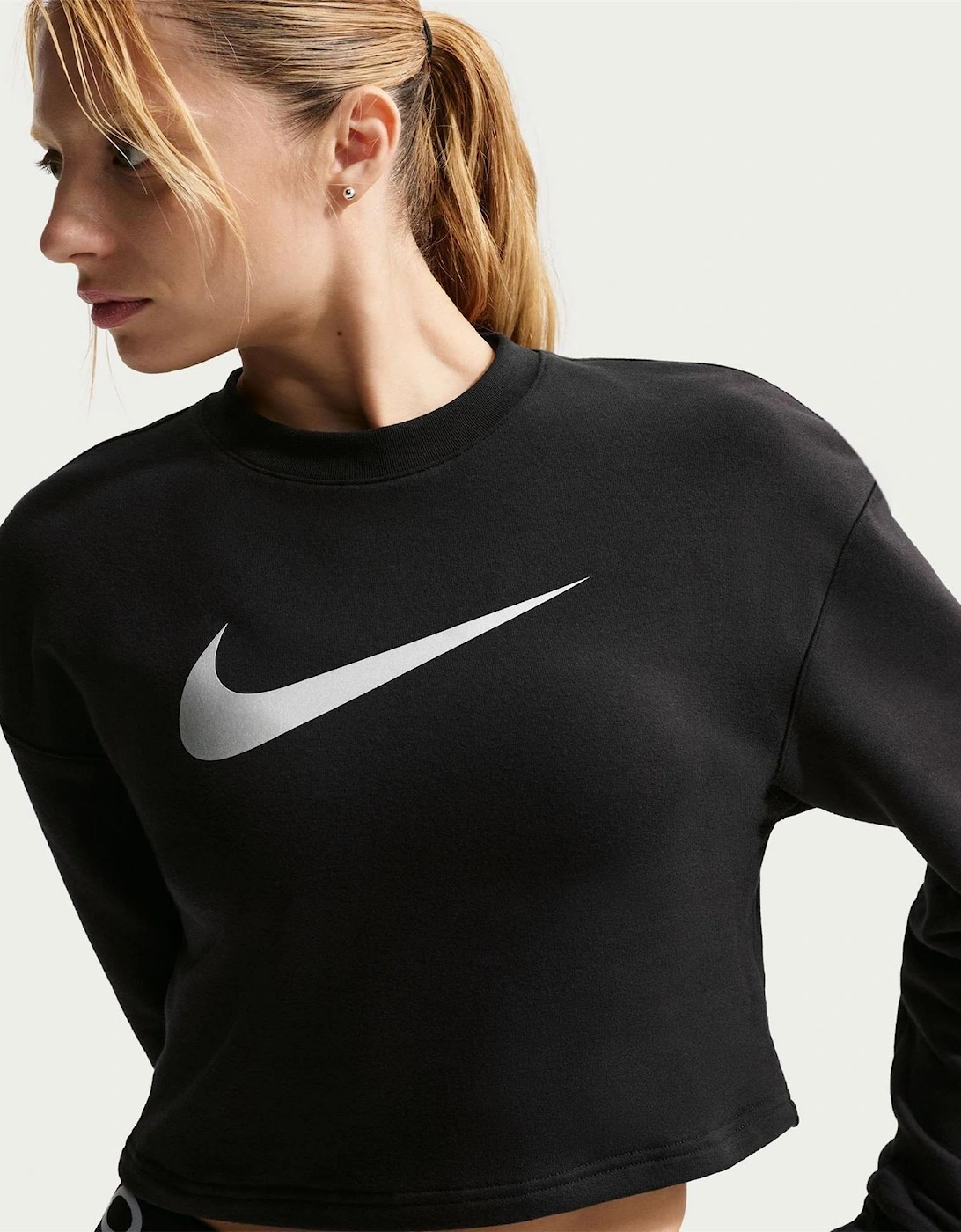 Crew Neck Ribbed Collar Long Sleeve Sweatshirt