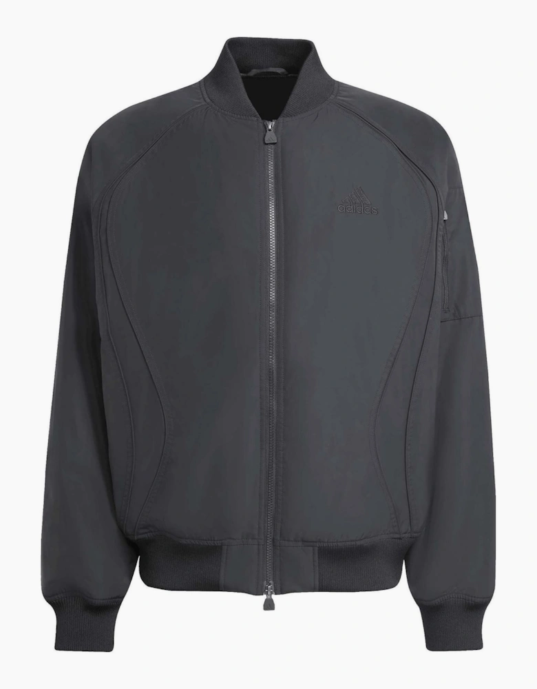 Teamgeist Solid Patterned Zipped Pocket Mock Neck Ribbed Cuff Bomber Jacket