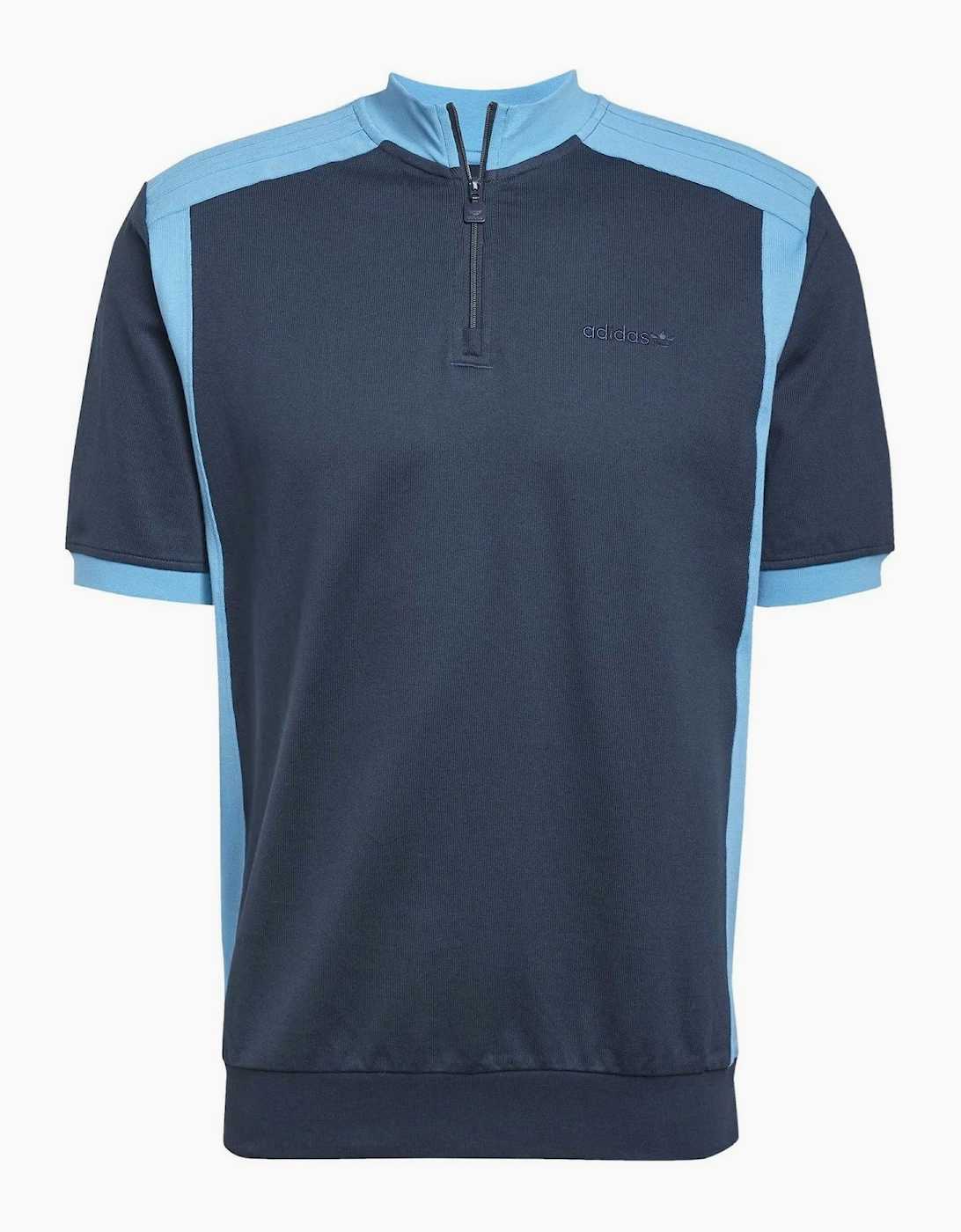 Mock Neck Zip Band Collar Short Sleeve Top