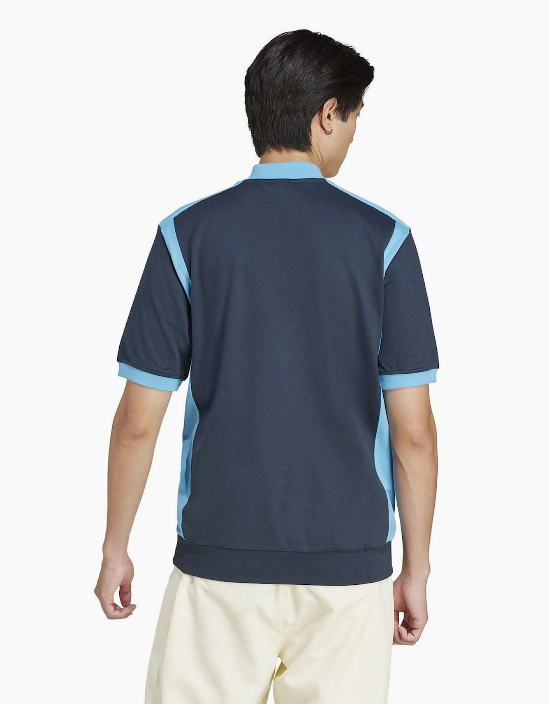 Mock Neck Zip Band Collar Short Sleeve Top