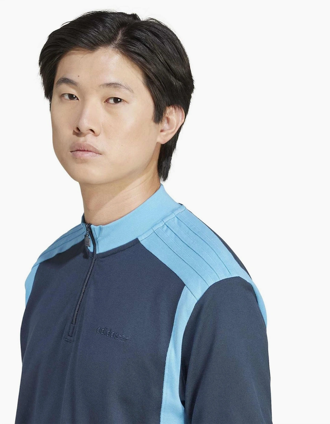 Mock Neck Zip Band Collar Short Sleeve Top