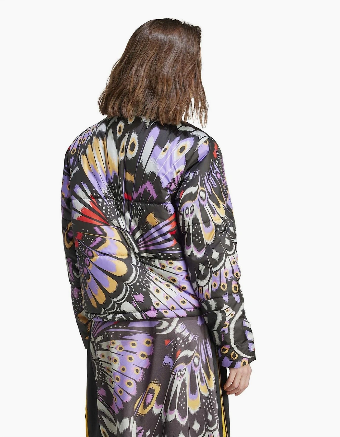 Farm Butterfly Patterned Drawstring Puffer Coat