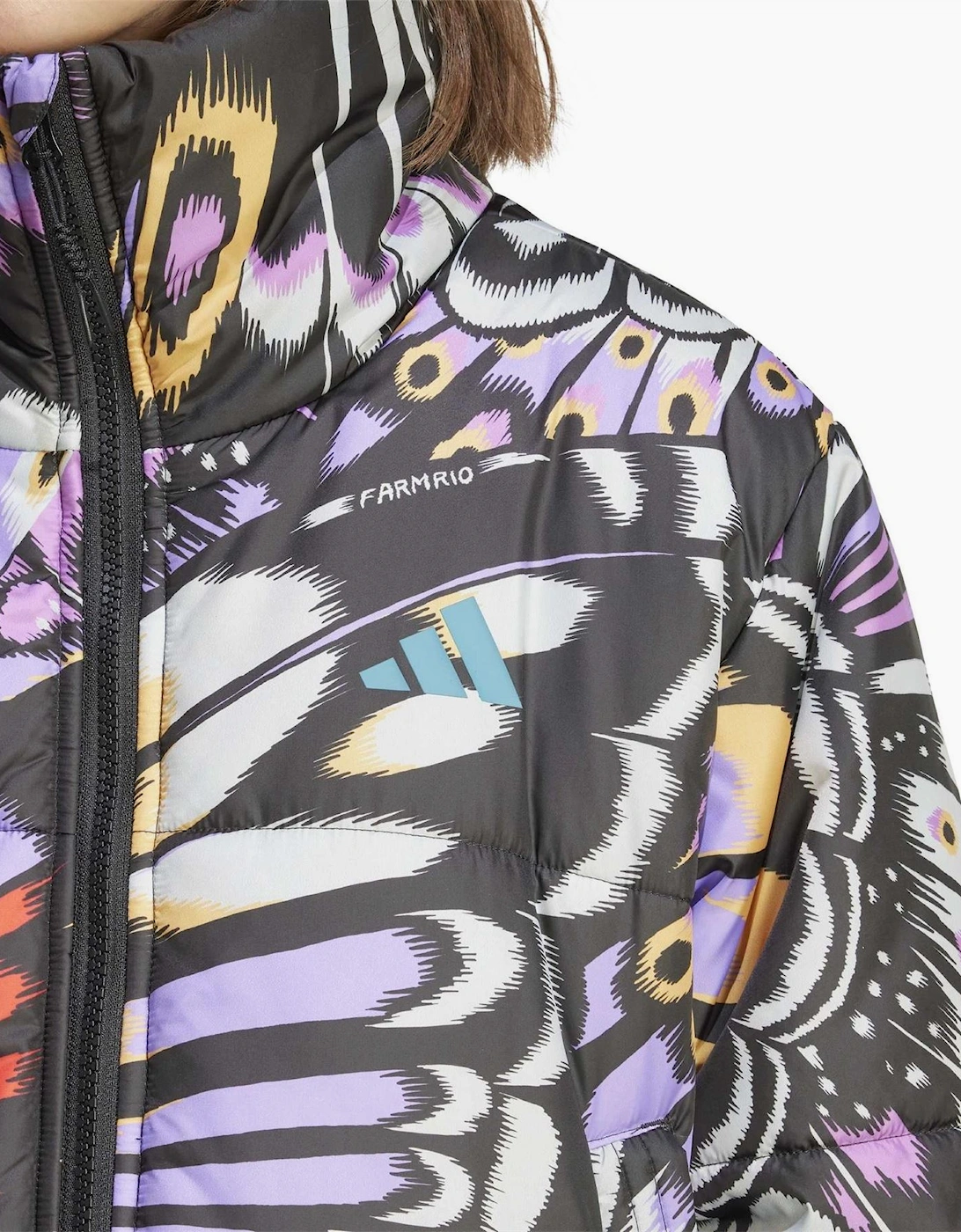 Farm Butterfly Patterned Drawstring Puffer Coat