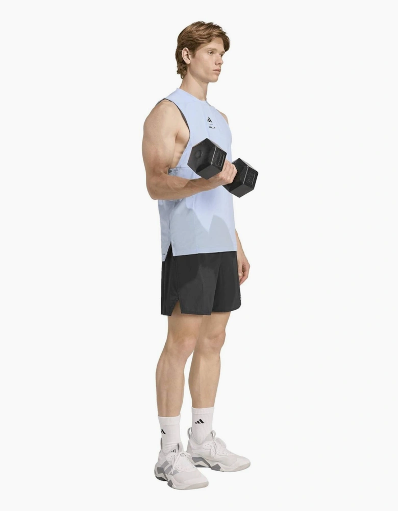 Logo Print Text Graphic Crew Neck Muscle Tank