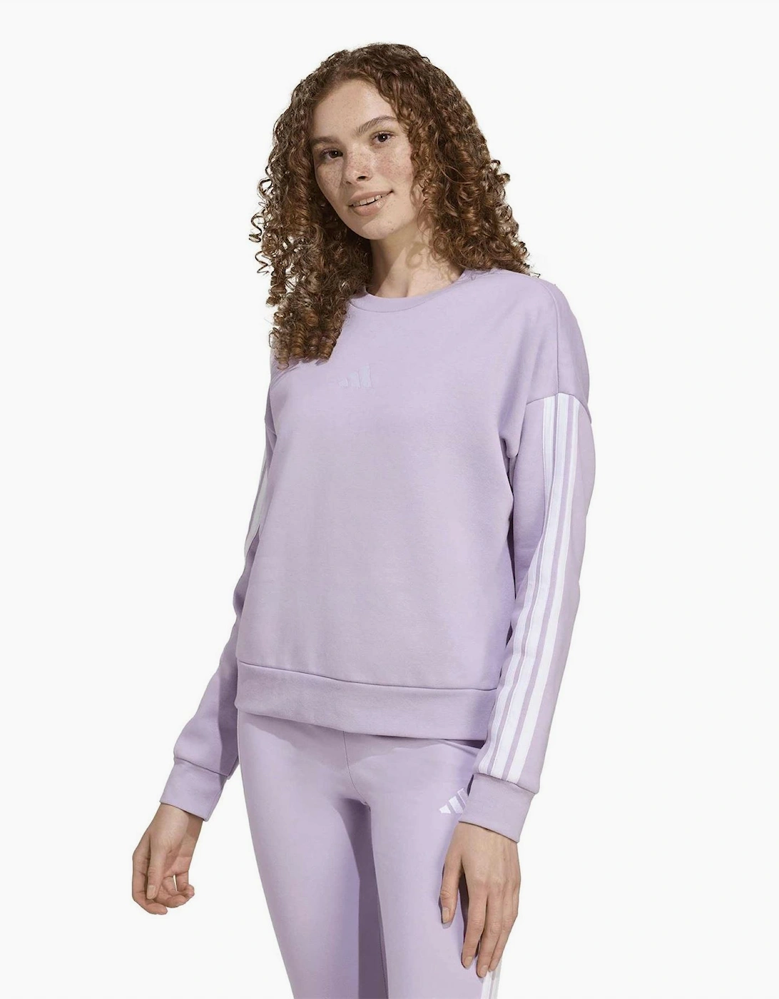 Three Bar Logo Side Stripe Crew Neck Long Sleeve Sweatshirt