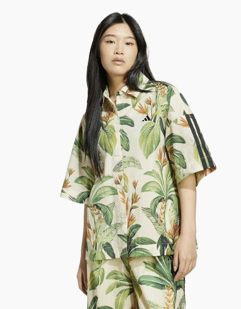 Farm Floral Buddha Collared Short Sleeve Shirt