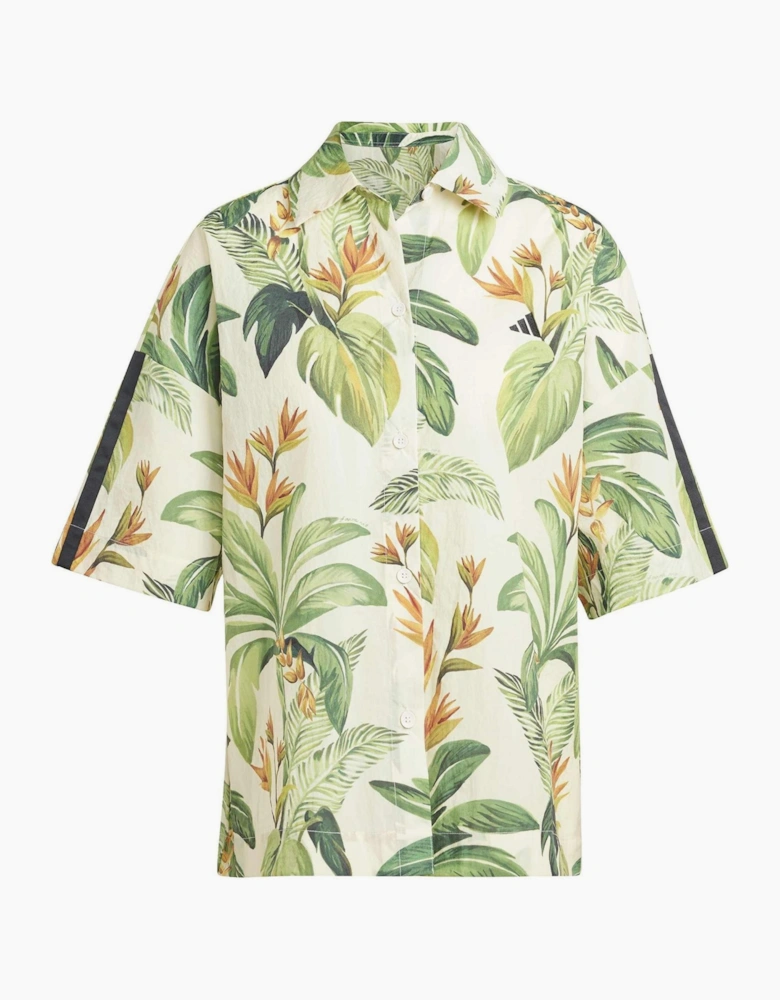 Farm Floral Buddha Collared Short Sleeve Shirt