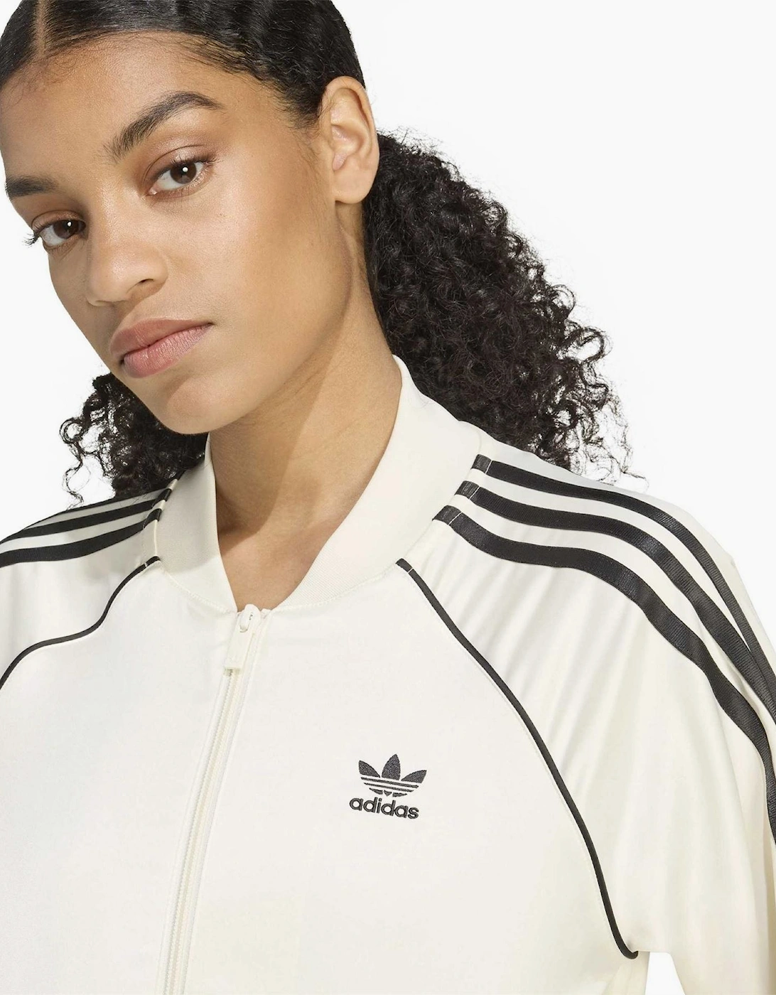 SST Side Stripe Crew Neck Bomber Collar Top