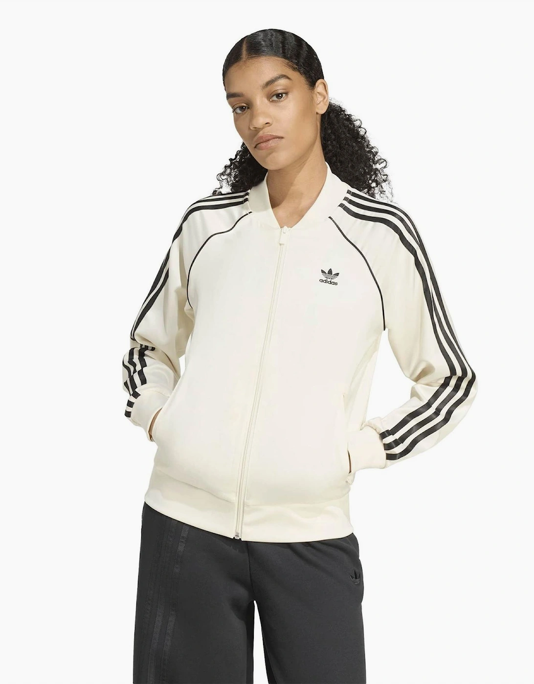 SST Side Stripe Crew Neck Bomber Collar Top