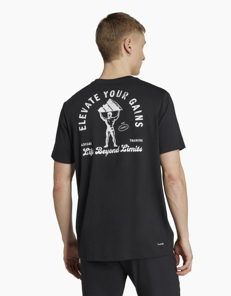 Vintage Text Graphic Crew Neck Short Sleeve Jersey T-Shirt