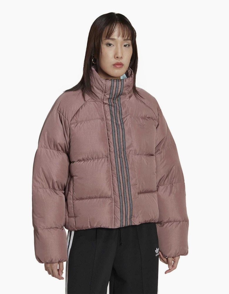 Three Stripes Patterned Reflective Accent Down Coat