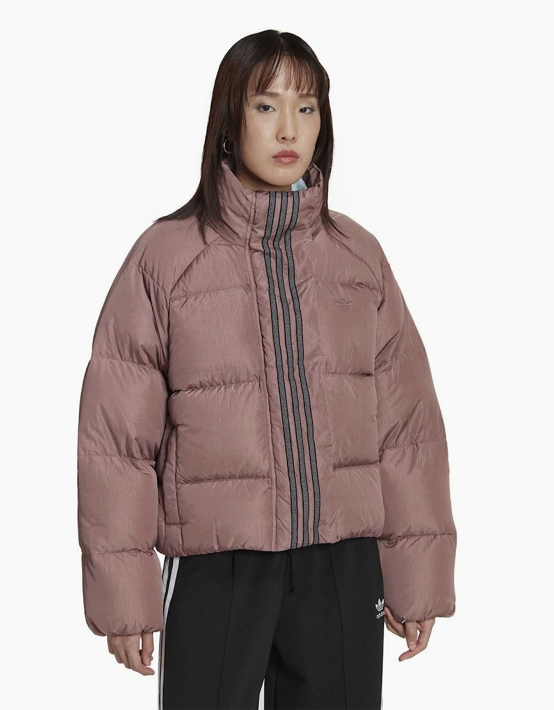 Three Stripes Patterned Reflective Accent Down Coat