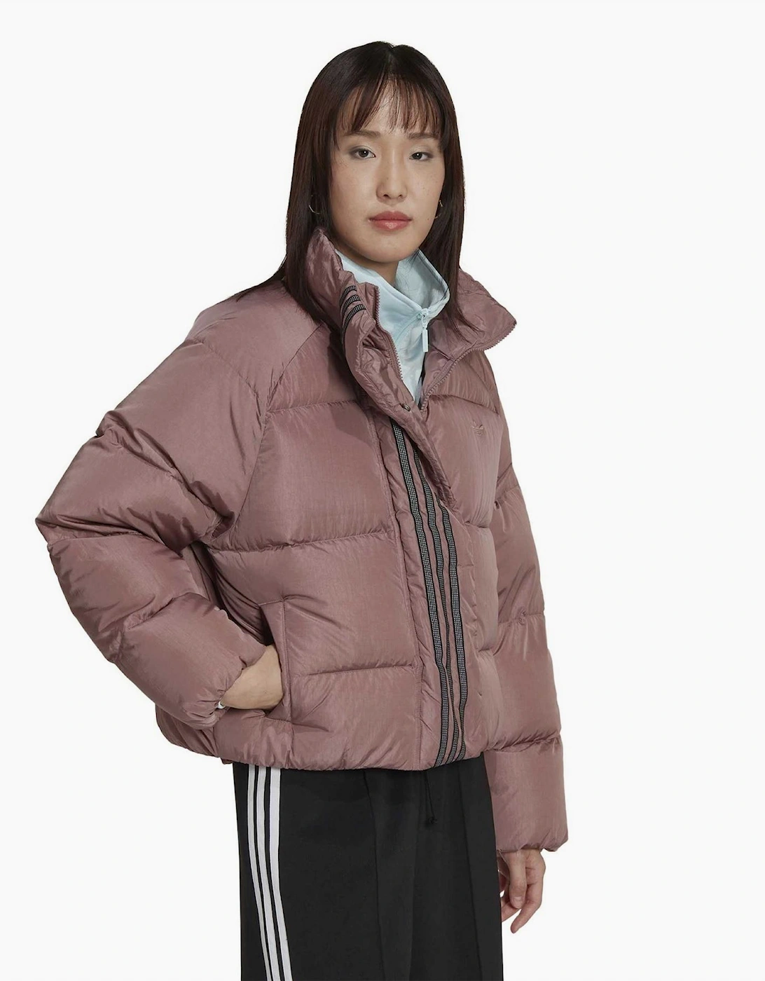 Three Stripes Patterned Reflective Accent Down Coat