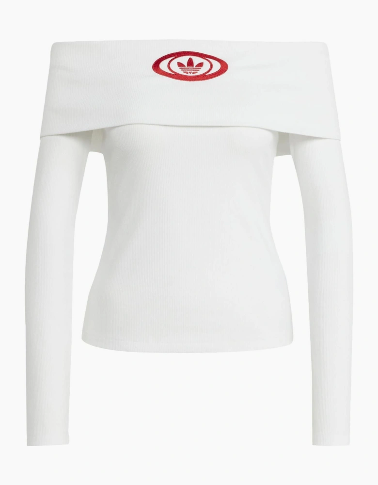 Campus Off-The-Shoulder Long Sleeve T-Shirt