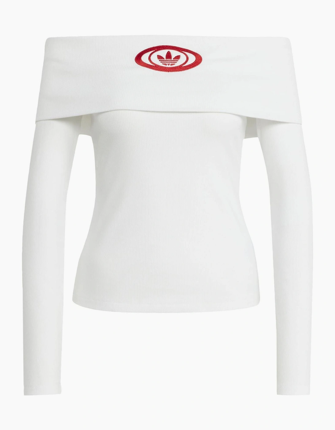 Adidas Women's White Campus Off-The-Shoulder Long Sleeve T-Shirt - Size 8