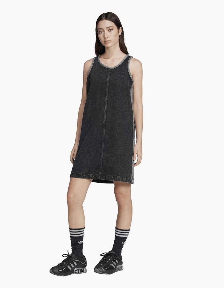 Denim Scoop Neck Sleeveless Knee Length Dress