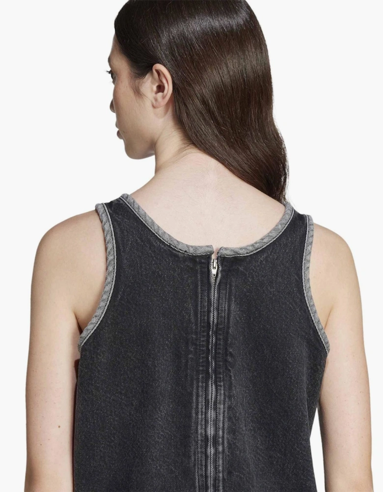 Denim Scoop Neck Sleeveless Knee Length Dress