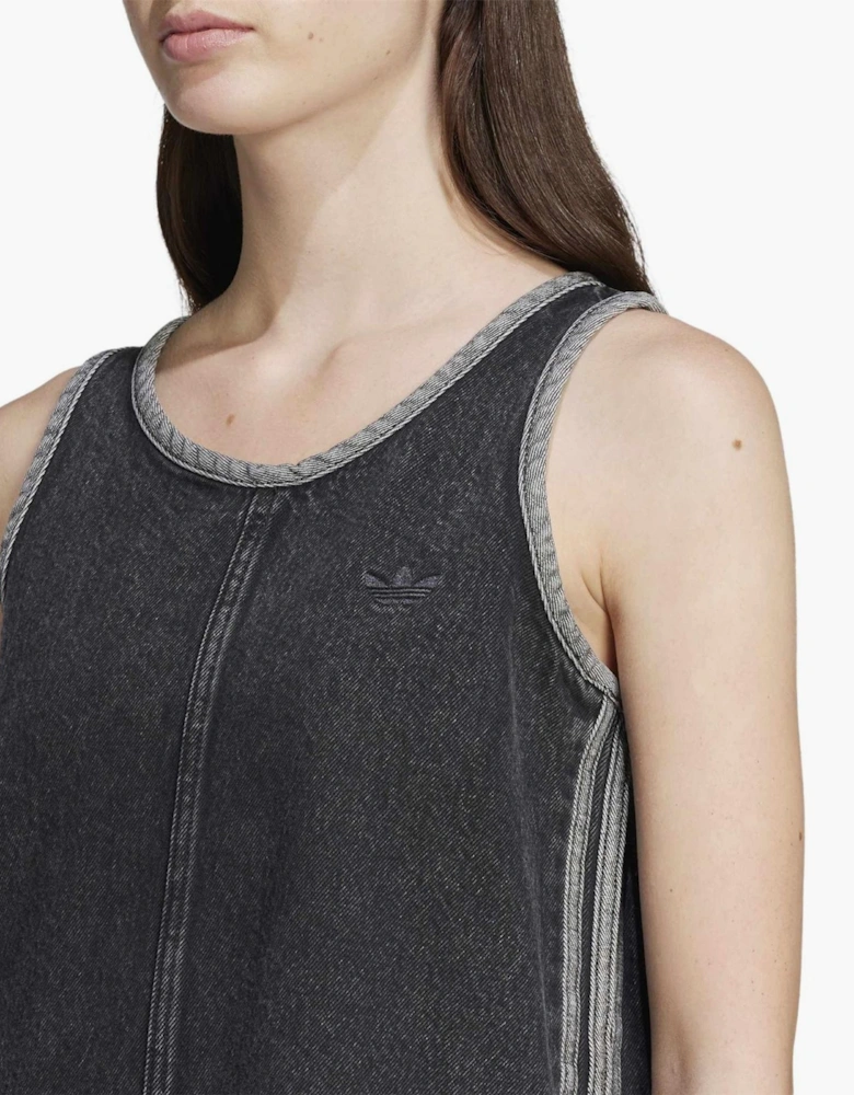 Denim Scoop Neck Sleeveless Knee Length Dress