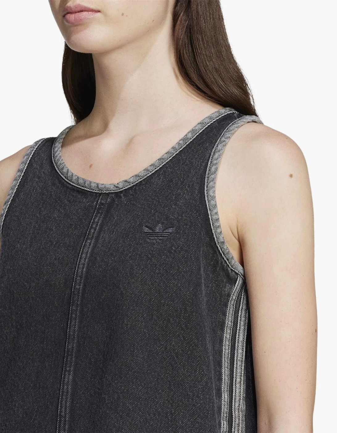 Denim Scoop Neck Sleeveless Knee Length Dress