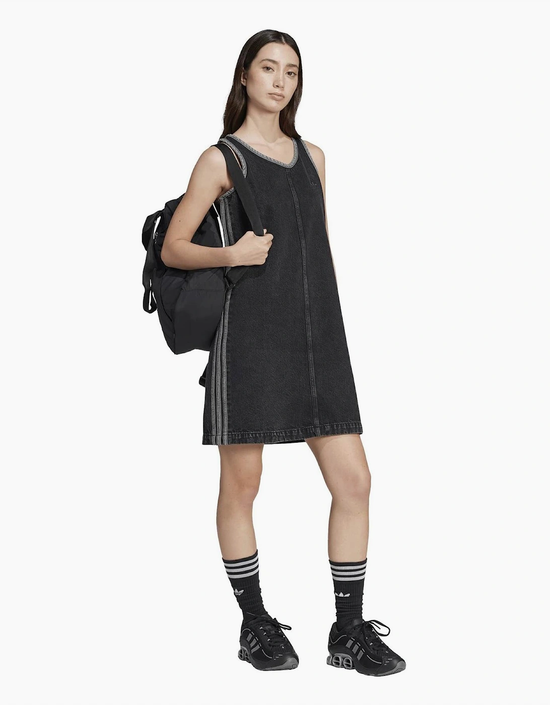 Denim Scoop Neck Sleeveless Knee Length Dress