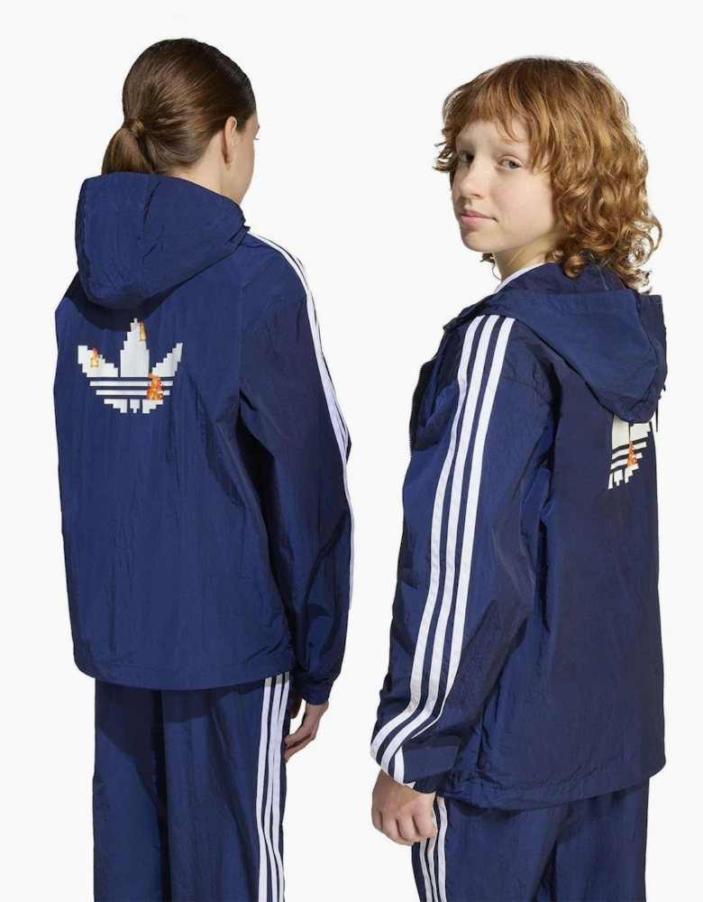 Three Stripes Side Stripes Zipped Pocket Rain Coat