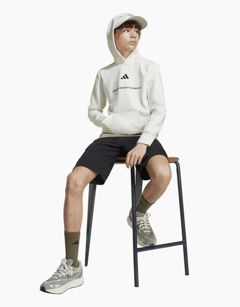 Text Graphic Hooded Neck Long Sleeve Sweatshirt