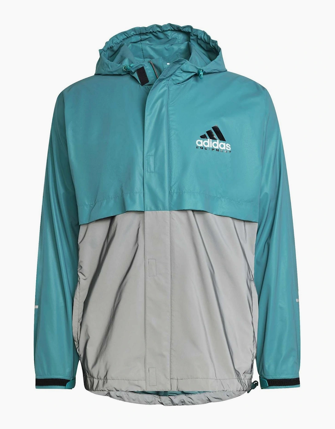 Adidas Men's Blue Eqt Drawstring Bold Logo Rain Coat Jacket - Size Regular/36