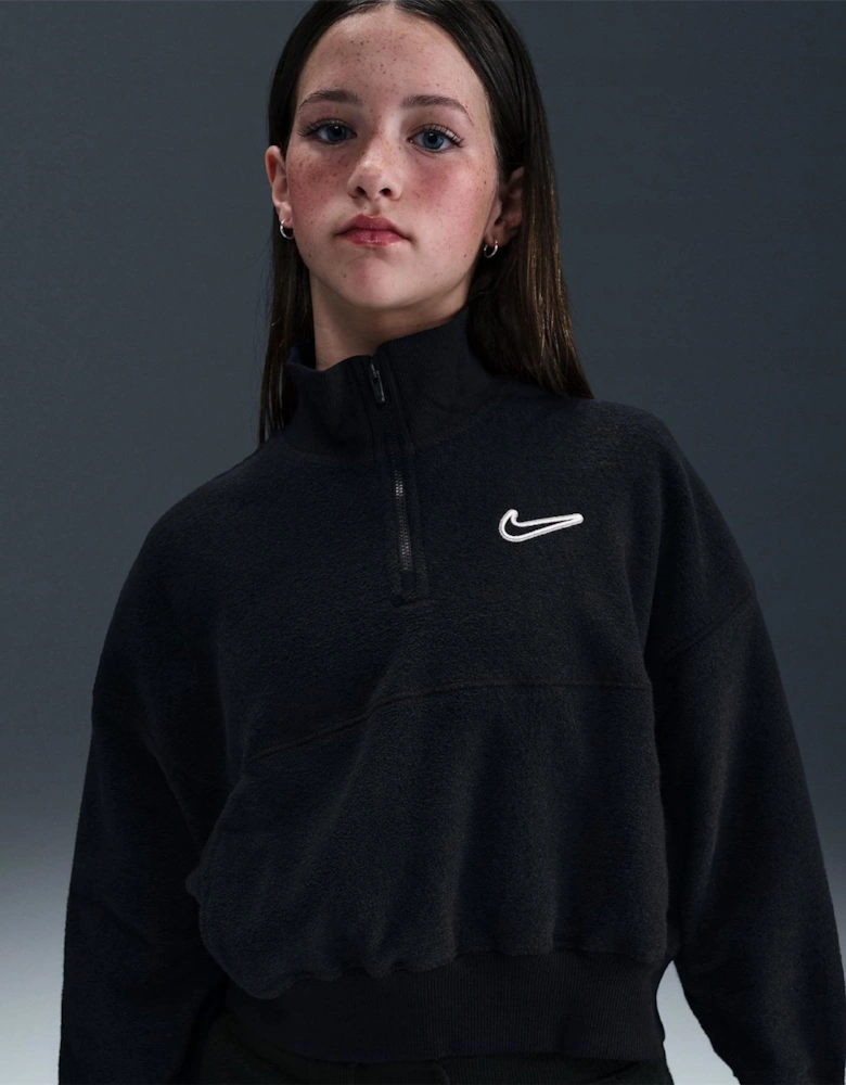Zip Neck High Collar Long Sleeve Warm Sweatshirt