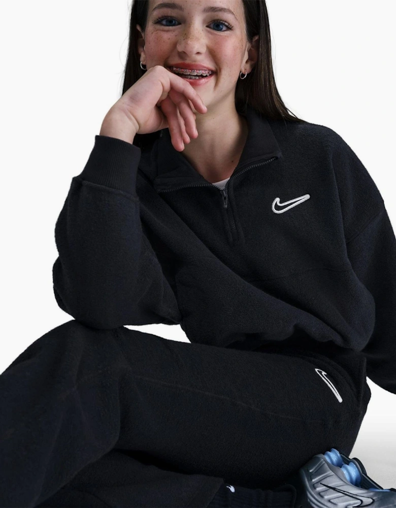 Zip Neck High Collar Long Sleeve Warm Sweatshirt