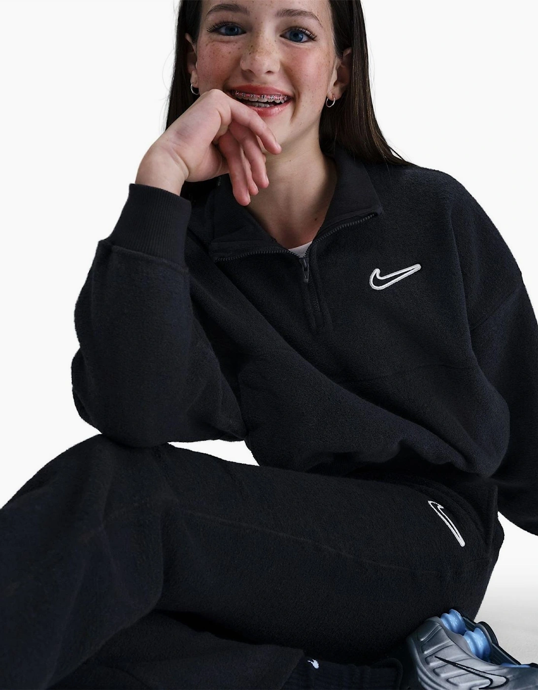 Zip Neck High Collar Long Sleeve Warm Sweatshirt