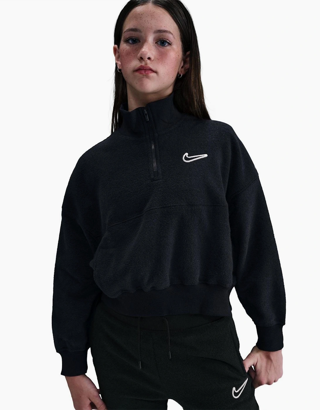 Zip Neck High Collar Long Sleeve Warm Sweatshirt, 7 of 6