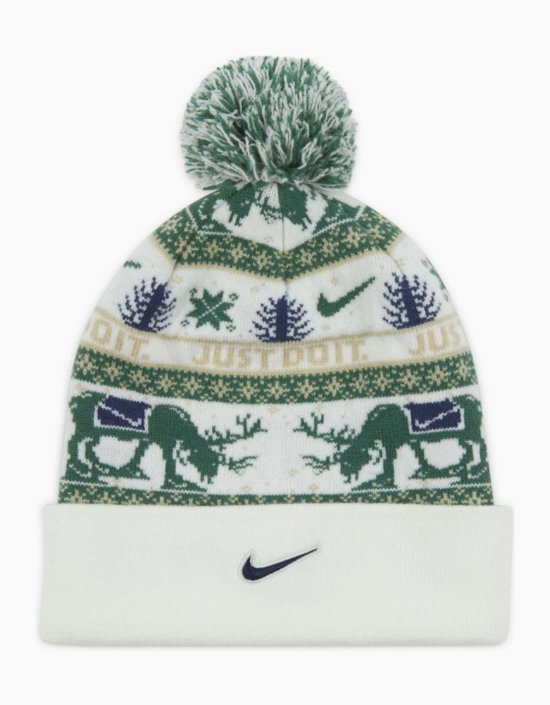 Peak Reindeer Turn Up Brim Pom Pom Bobble Hat