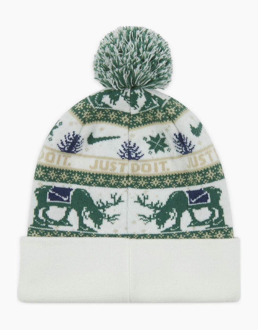 Peak Reindeer Turn Up Brim Pom Pom Bobble Hat