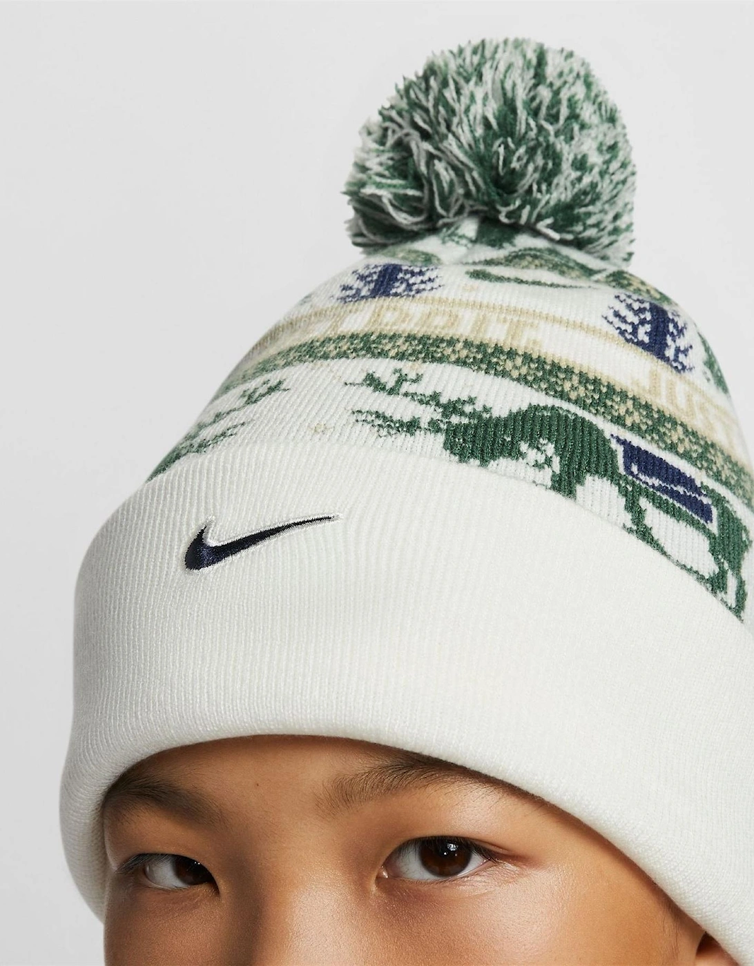 Peak Reindeer Turn Up Brim Pom Pom Bobble Hat