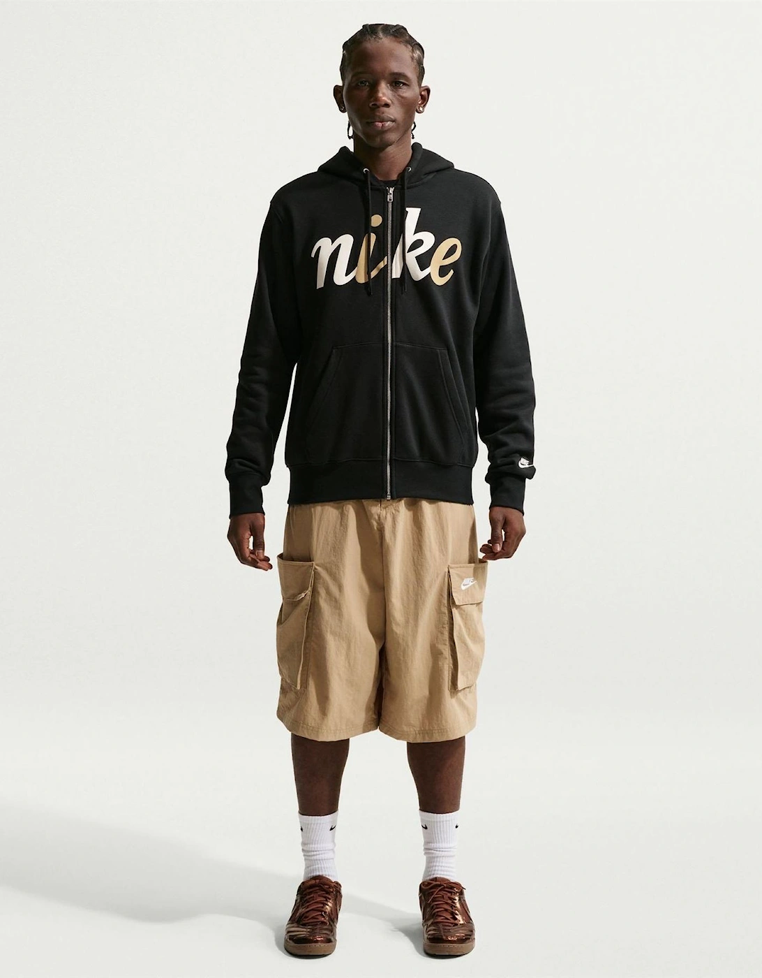 Logo Print Wordmark Hooded Long Sleeve Sweatshirt
