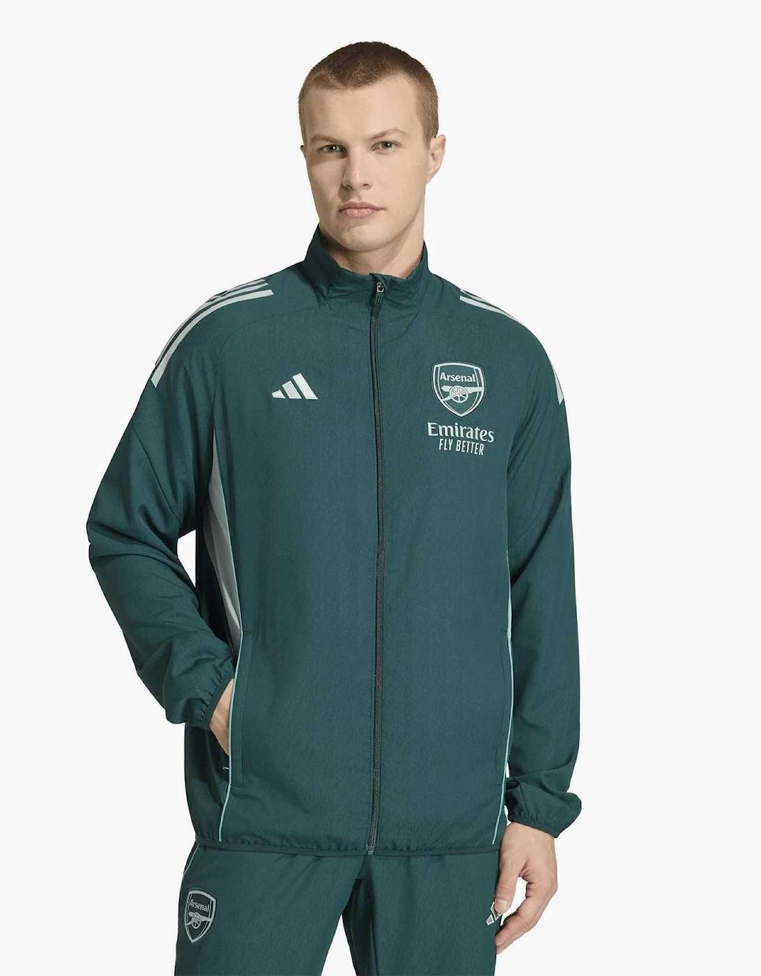 Solid Patterned Side Pocket Side Stripes Track Jacket