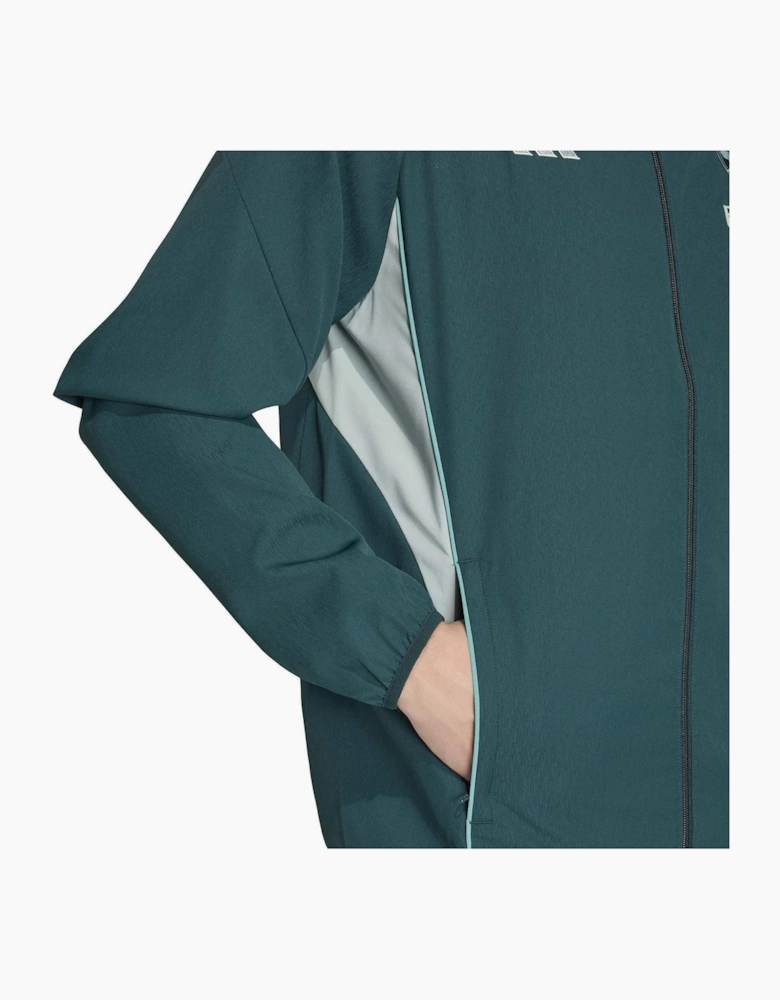 Solid Patterned Side Pocket Side Stripes Track Jacket