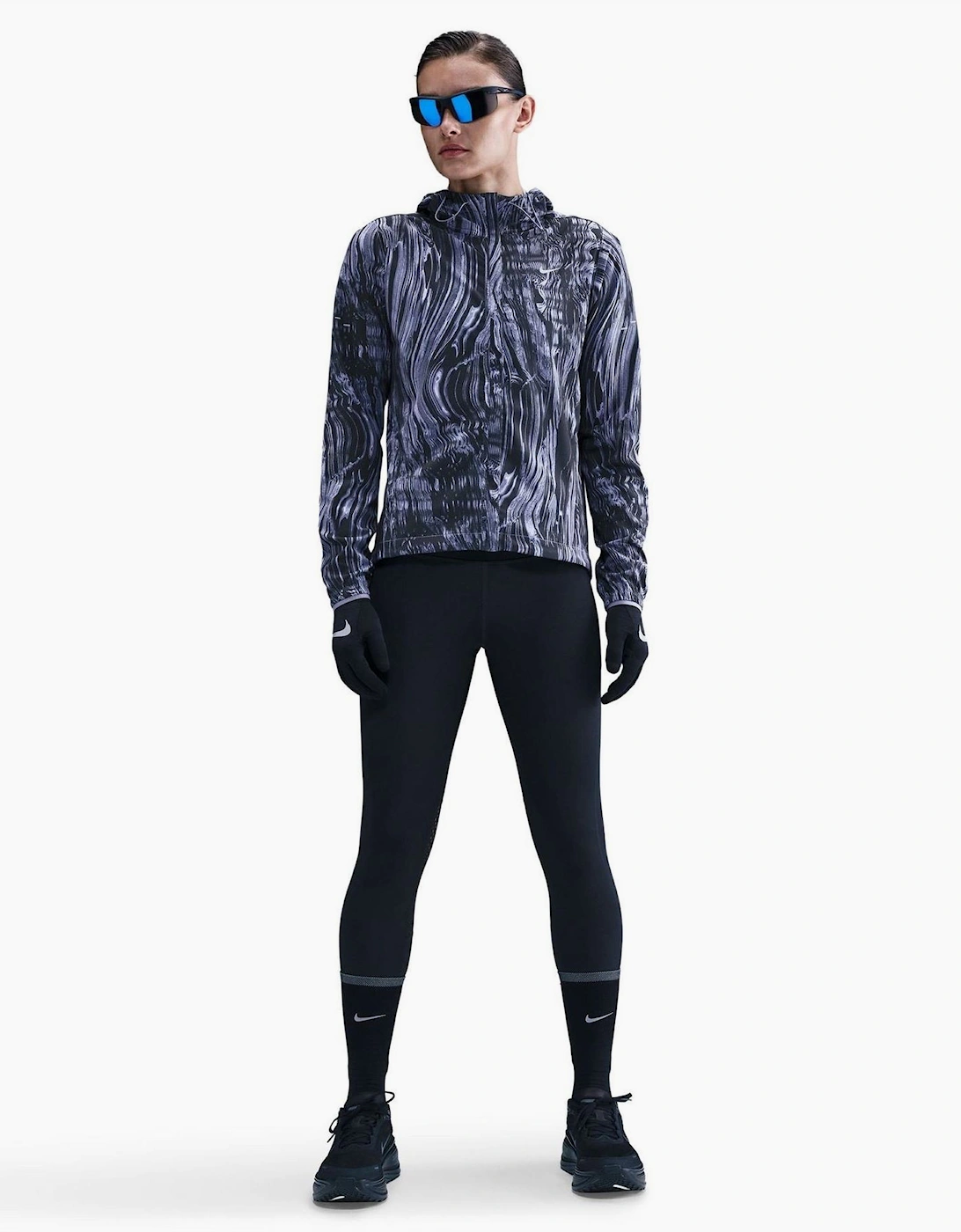 Swift Marble Patterned Hooded Running Jacket