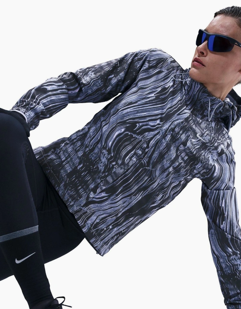 Swift Marble Patterned Hooded Running Jacket