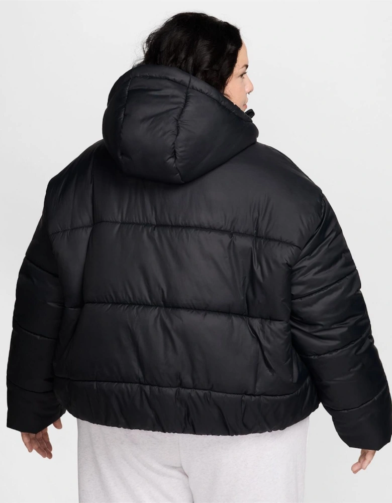 Solid Patterned Side Pocket Hooded Woven Cuff Puffer Coat