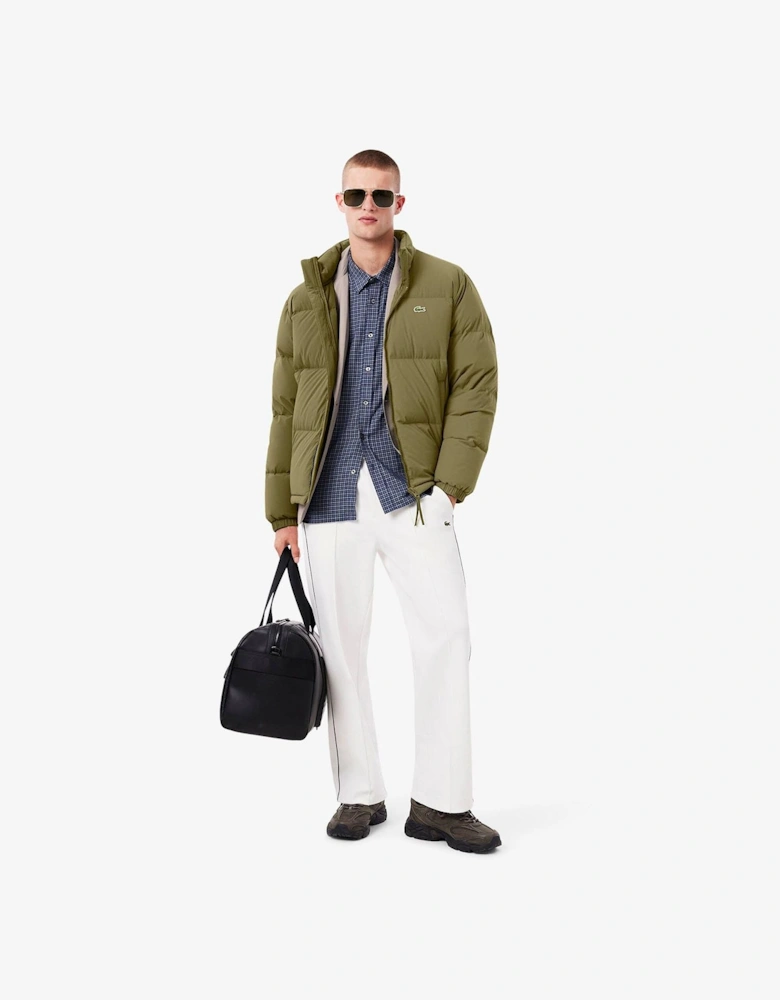 Solid Patterned Side Pocket Puffer Coat