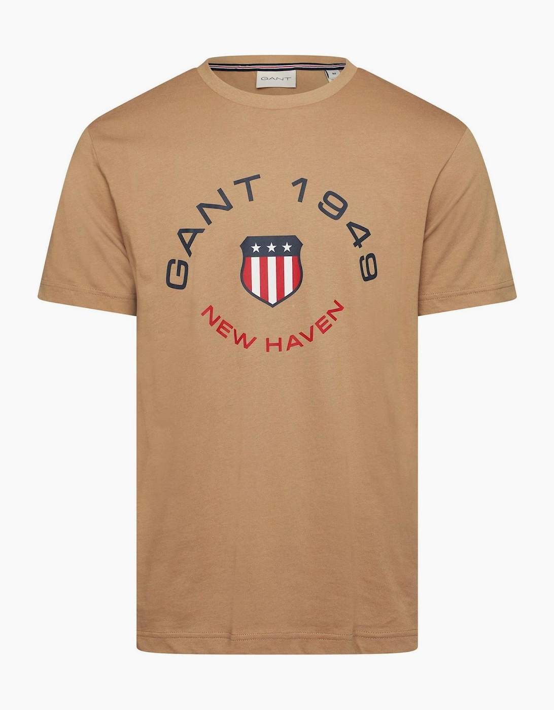 Gant Men's Brown Text Graphic Crew Neck Short Sleeve Jersey T-Shirt - Size 38
