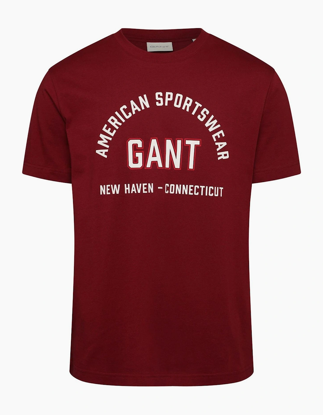 Gant GANT Men's Printed Logo Text Graphic Crew Neck Short Sleeve T-Shirt - Plumped Red