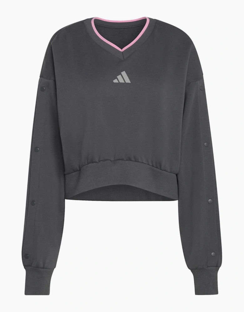 V-Neck Drop Shoulder Long Sleeve Sweatshirt