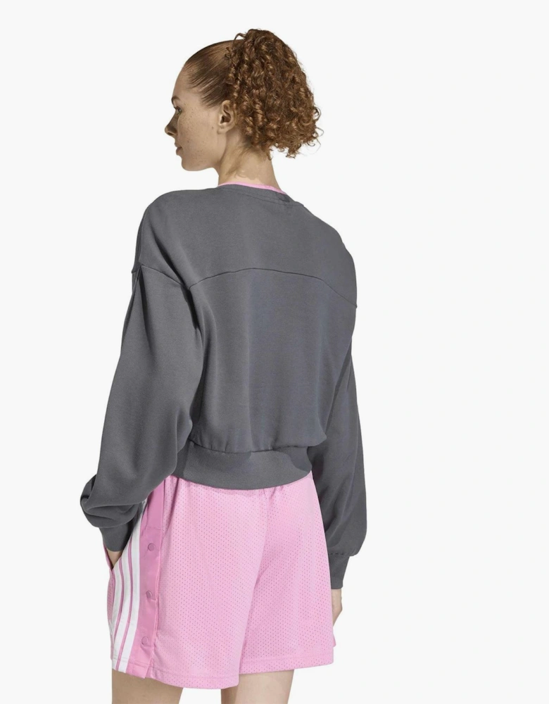 V-Neck Drop Shoulder Long Sleeve Sweatshirt